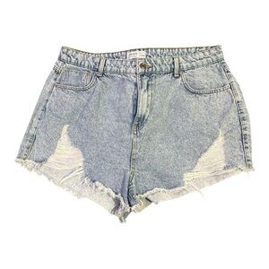 Primark Women’s Light Blue Distressed Jean Shorts Size 16